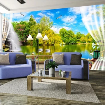 מותאם אישית גדולה טפט 3D סטריאו פשוט ציור קיר הסלון מפל בריכה נוף טבעי papier peint הטלוויזיה רקע קיר נייר