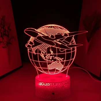 מטוסים ברחבי הארץ מודל 3D מנורת LED תפאורה הביתה לילדים פסטיבל מתנות יום הולדת קישור USB טעינה אורות ניאון