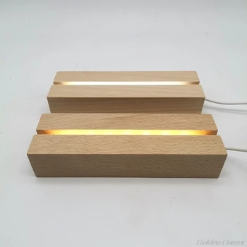 מלבן אורות LED תצוגה בסיס עץ מואר בסיס לעמוד לייזרים קריסטל זכוכית לילה מואר בסיס שרף N23 20 Dropship