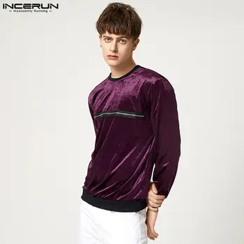 מקסימום 2023 בסגנון אמריקאי גברים מוצק Comeforable Tees צוואר עגול אופנה Camiseta מזדמן רוכסן קישוט חולצת טריקו S-5XL INCERUN