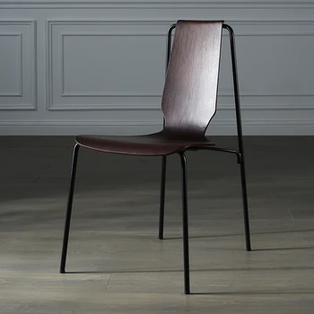 נורדי אור יוקרה האוכל כיסא מודרני מינימליסטי קפה בחדר האוכל כסא עץ מלא לופט תעשייתי סגנון עור הכיסא TG