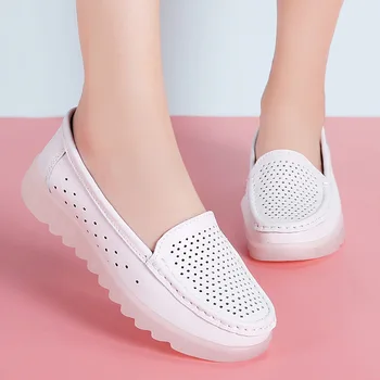 נעלי נשים האביב 2021 עובד אחות נעלי פנאי אמא נעלי נשים שטוחה לבן טהור הרופא שעועית נעליים