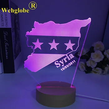 סוריה מפת עץ מנורת קיר על קישוט חדר השינה צבעים RGBw החלפת קיר עץ אור החג עיצוב מתנת יום הולדת עיצוב הבית