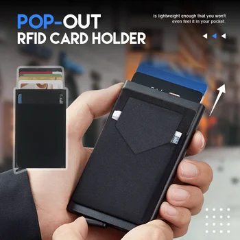 סלים אלומיניום כיס תעודת זהות כרטיס אשראי הבנק מחזיק תיק עם גמישות חזרה מיני אנטי RFID חסימת קסם אוטומטי Pop up הארנק