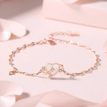 עיצוב מקורי בצורת לב קונכיות צמיד נשי רוז זהב שרשרת לב המזג ילדה סטי תכשיטי מתנה