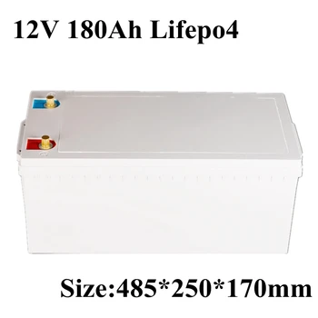 עמיד למים 12v 12.8 v 180ah lifepo4 סוללת ליתיום סוללה עם BMS קיבולת גדולה עבור RV האוטו +10A מטען