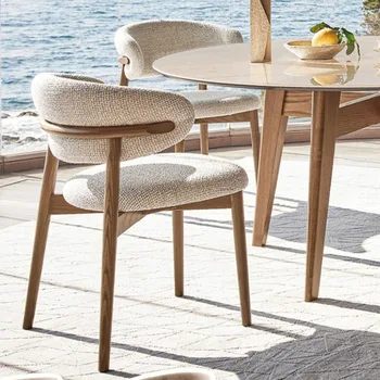 עץ מינימליסטי כסאות אוכל בעיצוב מודרני רך כיסאות נוחים בחזרה עור חדר האוכל המטבח Cadeiras ריהוט הבית