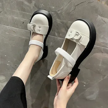 פלטפורמה נשים נעלי עור אביב סתיו מרי ג ' יין נעליים לבן עבה עקב מזדמנים נעלי משאבות Cosplay מסיבת נעליים WSH4687