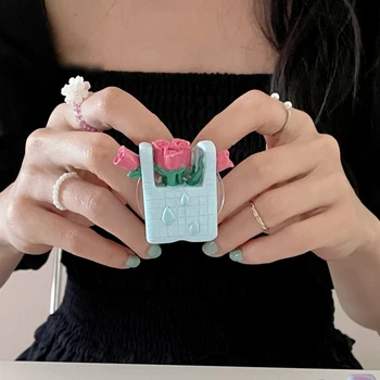 קוריאה חמודה קריקטורה 3D רטרו מחזיק טלפון Griptok רוז אחיזה טוק עבור iPhone 14 Samsung Universal אביזרים טבעת אצבע סטנדר