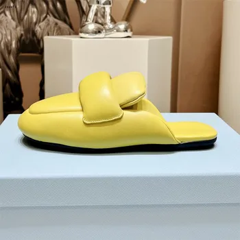קיץ אמיתי בלעדי עבה פרדות נעלי נשים עור לעטוף את האצבע פלטפורמת סנדלי החוף מזדמנים שקופיות נעלי נשי 2023