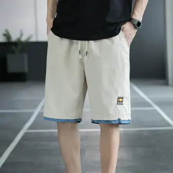 קיץ גברים מכנסי ספורט החוף מזדמנים מכנסיים קצרים זכר קוריאני סגנון מוצק צבע כיסי מכנסיים כחולים לגברים шорты мужские
