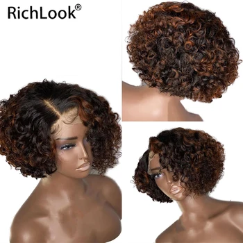 קצר בוב עמוק גל לחתוך מותק בלונדינית ג ' ינג ' ר Ombre צבע 13X4 הקדמי של תחרה שיער אדם 4X4 סגירה חזיתית פאות עבור נשים שחורות.