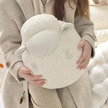 שמנמן כבשים קטיפה כרית עגול לבן/חום כבש ממולא צעצוע עיצוב הבית בובות תנומה כרית כרית מתנת יום הולדת לילדים
